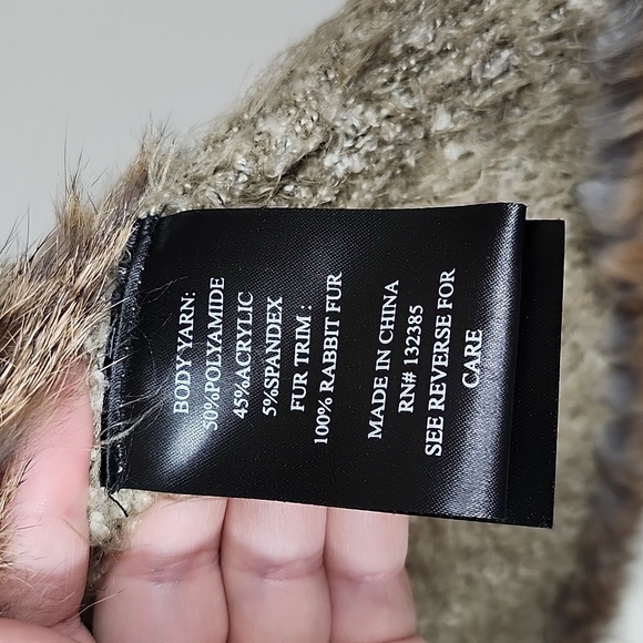 Love Token Genuine Rabbit Fur Lined Knit Vest Soft Cozy Neutral Womens Small - Picture 5 of 7